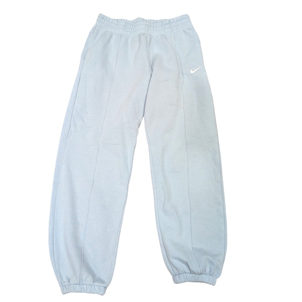 NIKE Sportswear Light Blue Club Fleece Jogger Sweatpants Front Seam Logo Wmns M